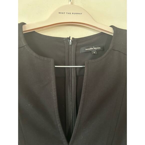 Nanette Lepore Fitted Dress Maxi Midi Darted Waist 3/4 Sleeves Size 4 Black - Picture 2 of 6